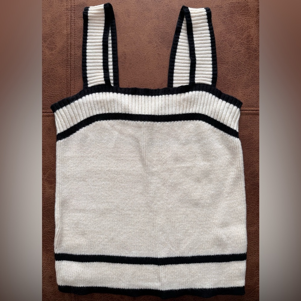 Black and Cream Sweater Tank Top